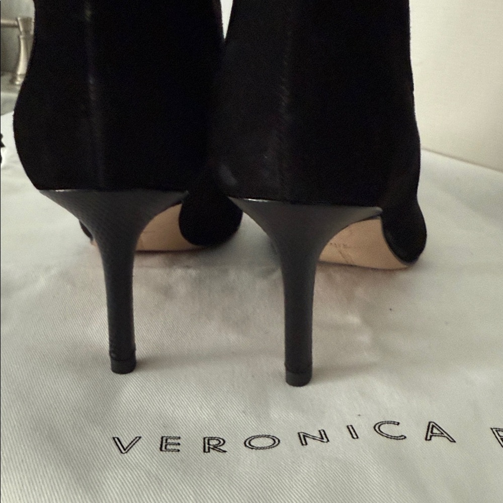 Veronica Beard Lexington Wide Calf Suede Stiletto Knee Boots Black NIB $695 6.5 - Picture 12 of 15